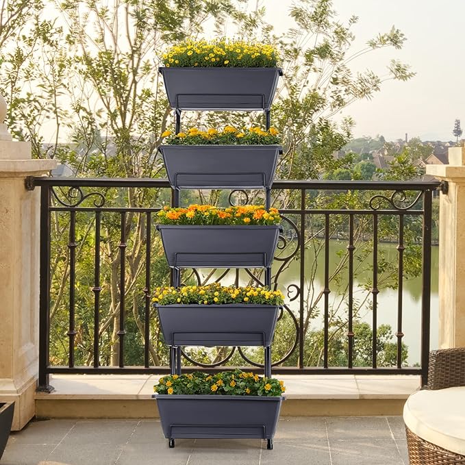 5 Tier Vertical Garden Planter Grey Herb Garden Planter - Image 6