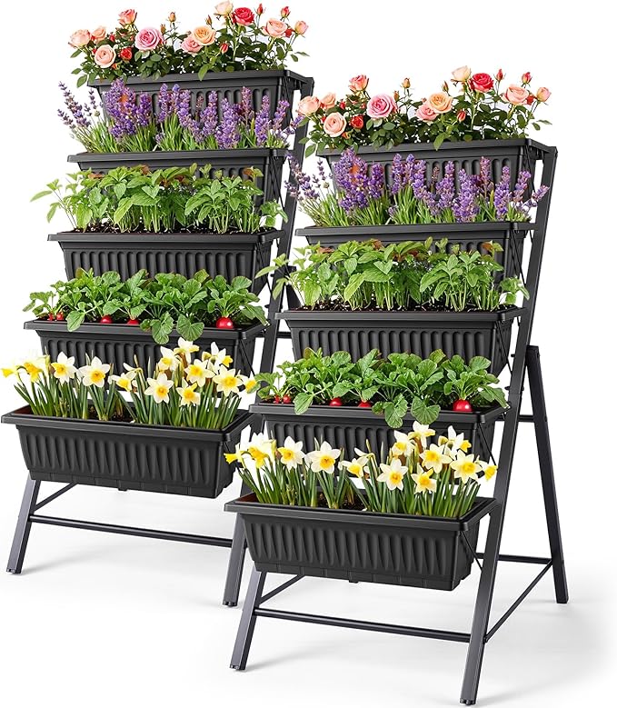 Homdox 2 Pack Vertical Garden Bed, 5 Tiers Vertical Raised Garden Planter by HOMDOX