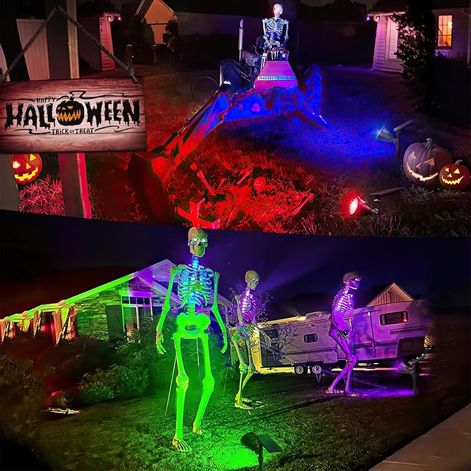 JSOT 4 Pack Halloween Solar Spot Lights Outdoor- RGB Solar Lights Outdoor - Image 9