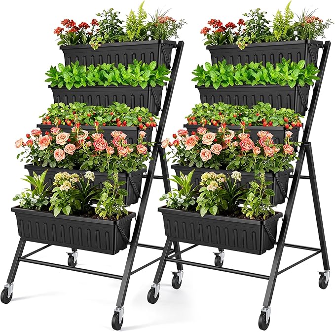 SEJOV 2 Pack Vertical Raised Garden Bed, 5-Tier Vertical Garden Planter by SEJOV