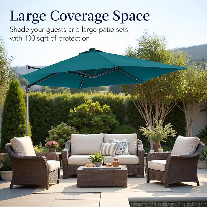 Best Choice Products 10ft Solar LED Offset Cantilever Hanging Market Patio - Image 5