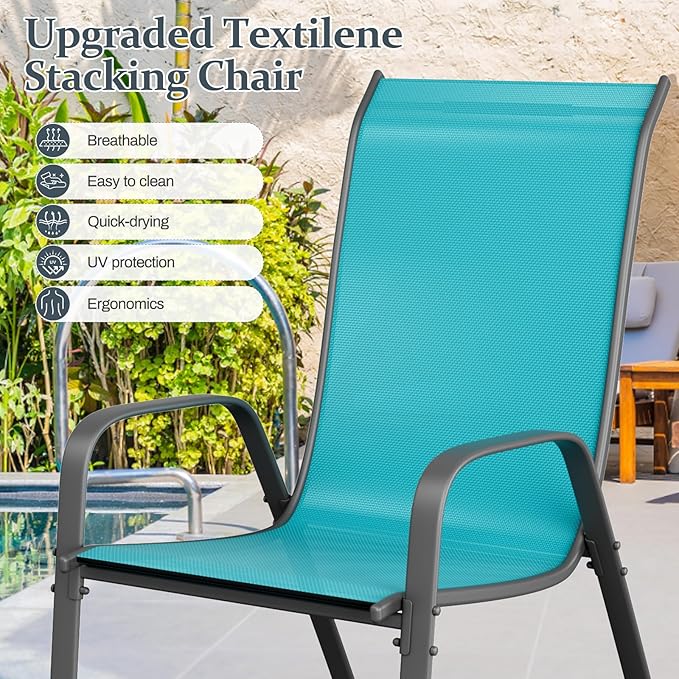 TLSUNNY 7 Pieces Patio Dining Set, Outdoor Table and Chairs W/1.69″ Umbrella - Image 8