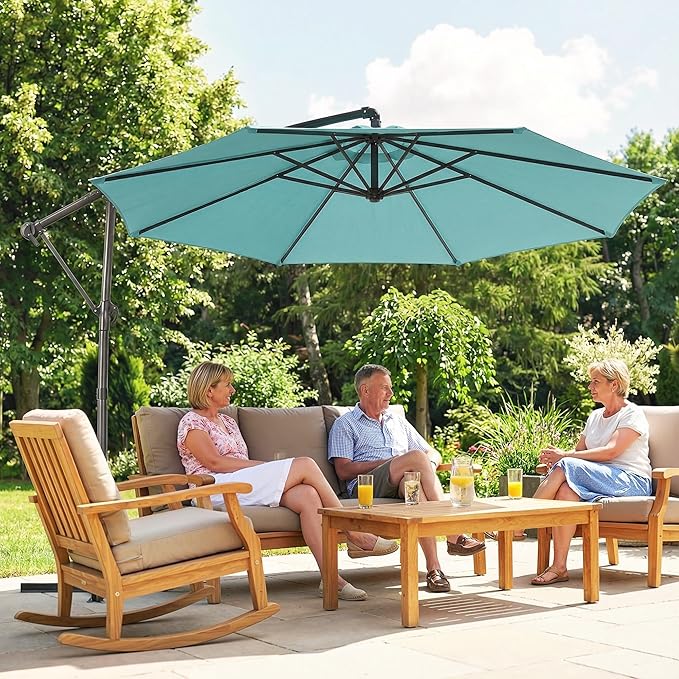 Outsunny 10 ft Offset Patio Umbrella - Image 9