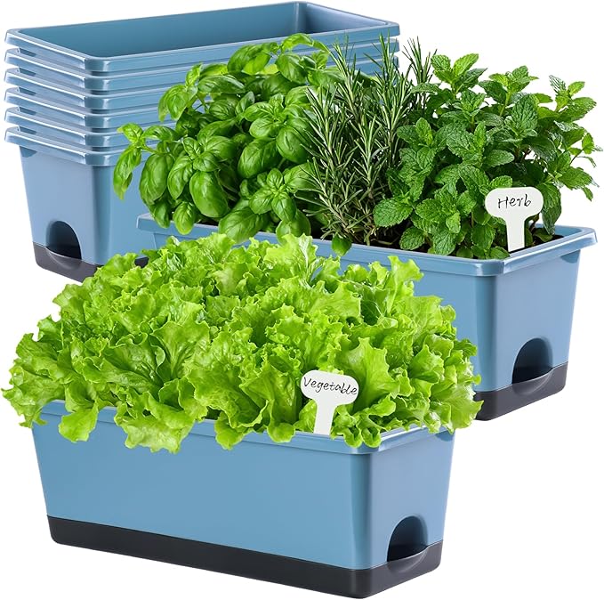 Window Box Planter 8 Pcs, 17 Inches Rectangle Flower Pots - Image 3