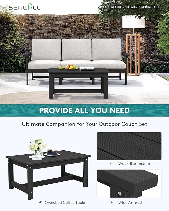 SERWALL HDPE Patio Sofa Set, 4-piece Sectional Outdoor Furniture Set, All - Image 5