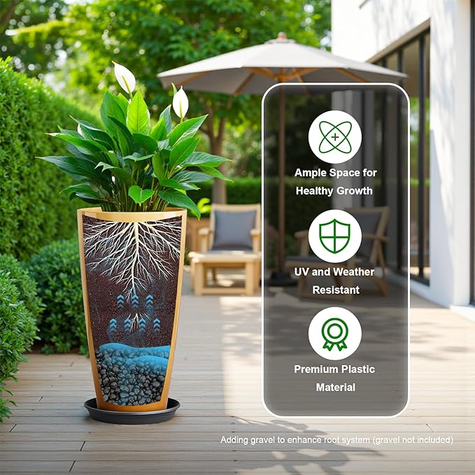 QCQHDU 21 inch Tall Planters for Outdoor & Indoor Plants, 2 Pack Sturdy - Image 4