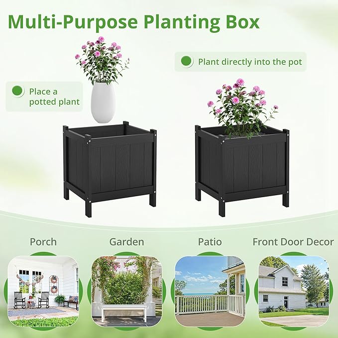 LUE BONA Outdoor Plant Pots, 13.7" x 12.5" x 14.5" HDPS Flower Pots - Image 6