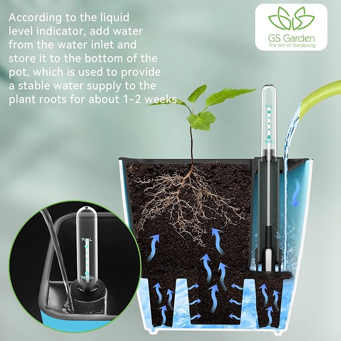 Self Watering Planters for Indoor Plants : 5 inch 3 Pack Gradient Blue Planter - Image 4