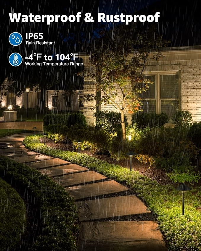SUNVIE All-in-ONE Landscape Lighting Kit 6-Pack LED Outdoor Pathway Lights - Image 7
