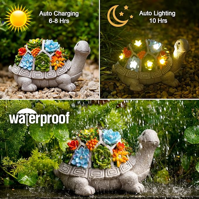 Nacome Solar Garden Outdoor Statues Turtle - Image 5