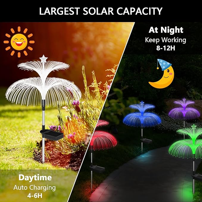 Solar Garden Lights 3 Pack New Upgraded Solar Lights Outdoor Waterproof 7 Color - Image 4