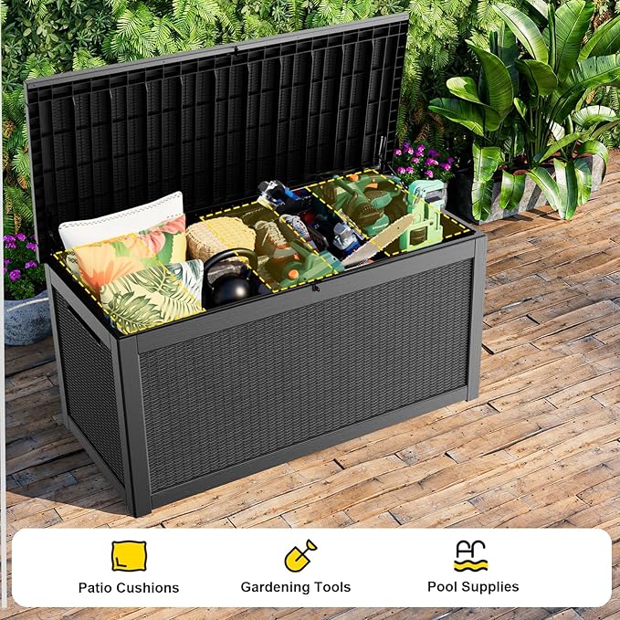 320 Gallon Outdoor Storage Box, Large Waterproof UV Resistant Deck Box - Image 5