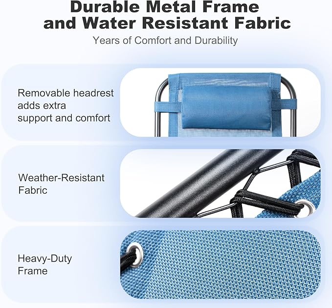 Nazhura Set of 2 Relaxing Recliners Patio Chairs Adjustable Steel Mesh Zero - Image 5