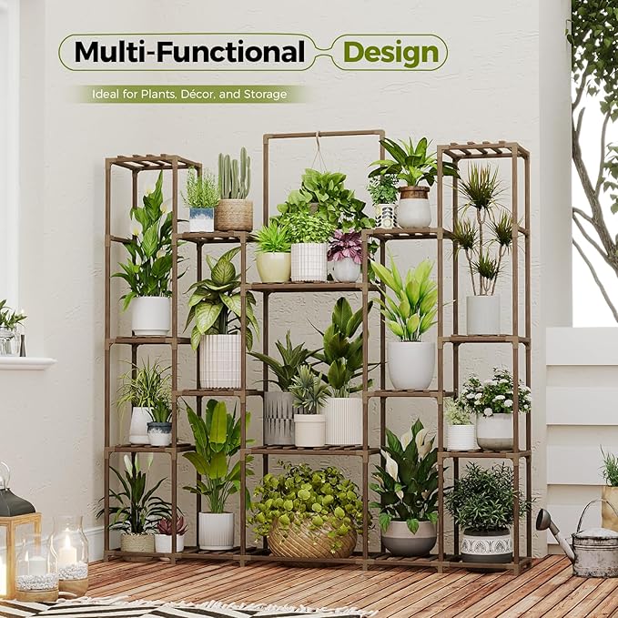 Bamworld Plant Shelf Indoor Hanging Plant Stand Outdoor Large Plant Shelves - Image 9