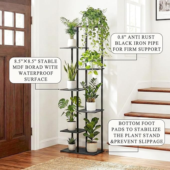 Plant Stand Indoor 7 Tier 8 Potted Metal Wood Plant Shelf - Image 3