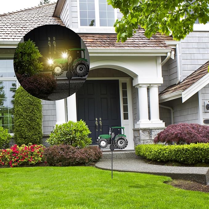 Solar Tractor Light Metal Yard Stake Solar Powered Light Up Metal Tractor - Image 7
