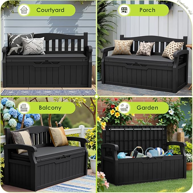 Greesum 80 Gallon Heavy-Duty Outdoor Storage Bench - Image 5