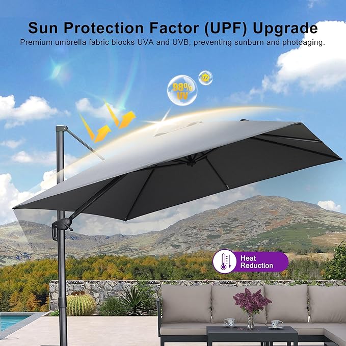 PURPLE LEAF 10 FT Cantilever Patio Umbrella - Image 8