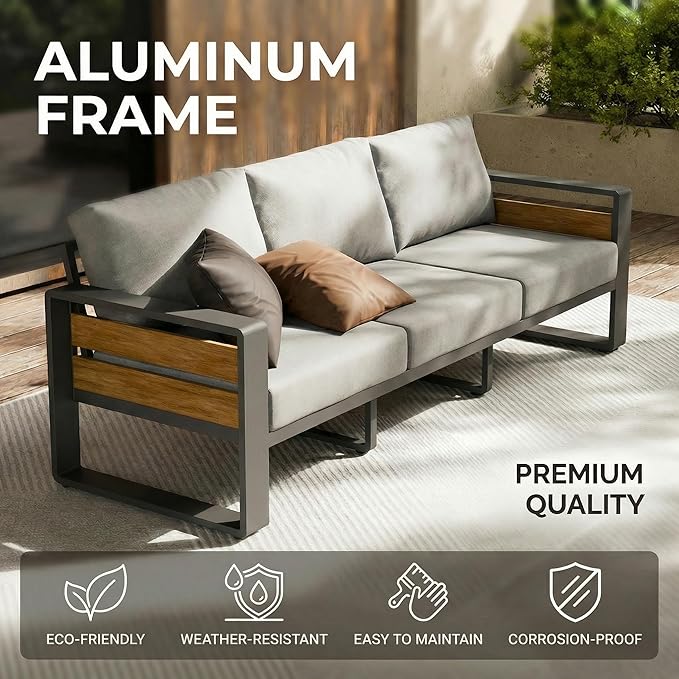 ZANDOR Aluminum Outdoor Patio Furniture Set, 4-Piece Metal Modern Outside - Image 8