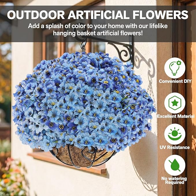 60 Pack Artificial Flowers for Outdoor Indoor Fake Plants, Faux Silk Flowers - Image 2