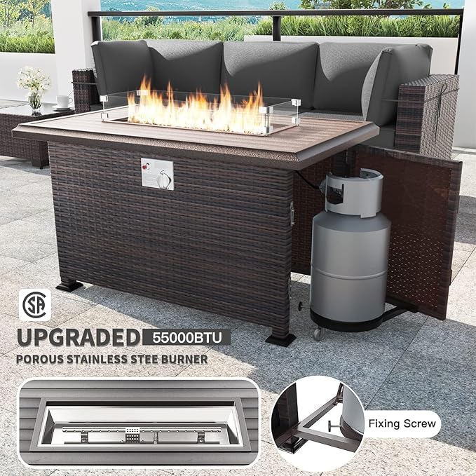 Kullavik 11 Pieces Outdoor Patio Furniture Set, PE Wicker Rattan Sectional Sofa - Image 2
