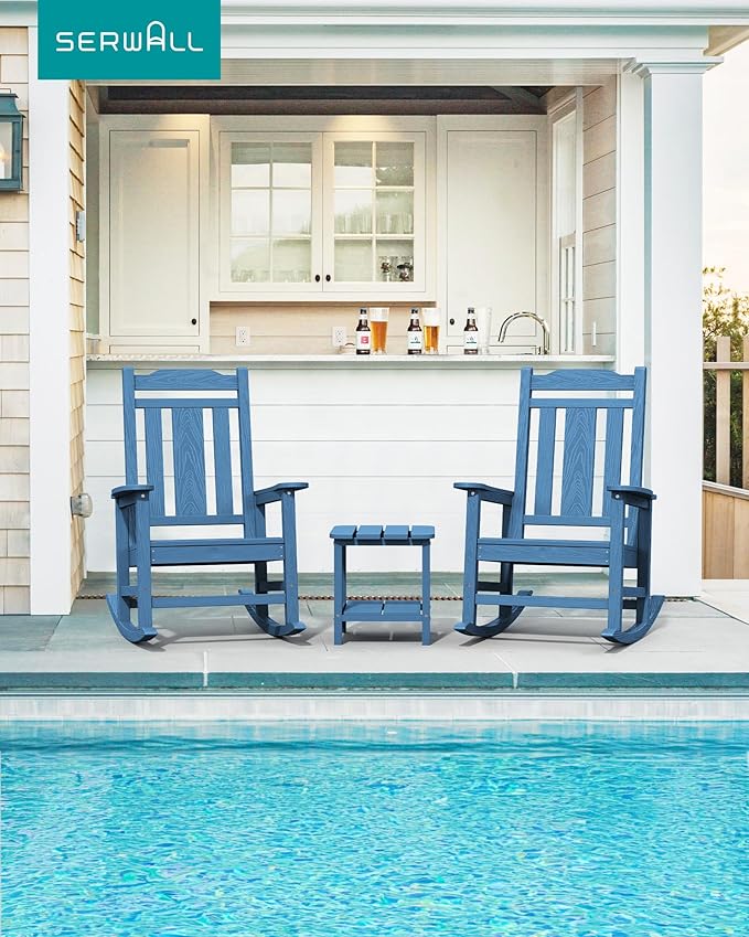 SERWALL Oversized Rocking Chair Set of 4 Outdoor, HDPE Outdoor Rocking Chair - Image 8