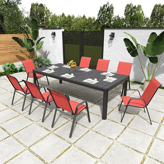 Patio Chairs Set of 6, Stackable Outdoor Dining Chairs - Image 8