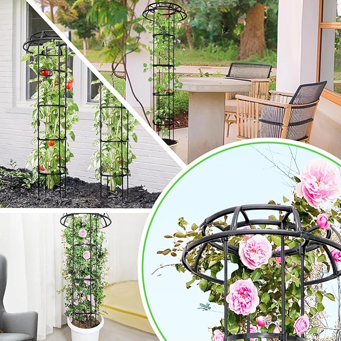 2-Pack 65-Inch Garden Trellis for Climbing Plants, Heavy-Duty Metal Obelisk - Image 7