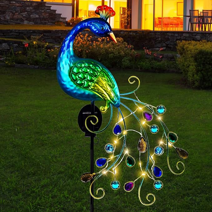 DREAMSOUL Metal Peacock Garden Solar Lights Outdoor Decorative Garden Stake by DREAMSOUL