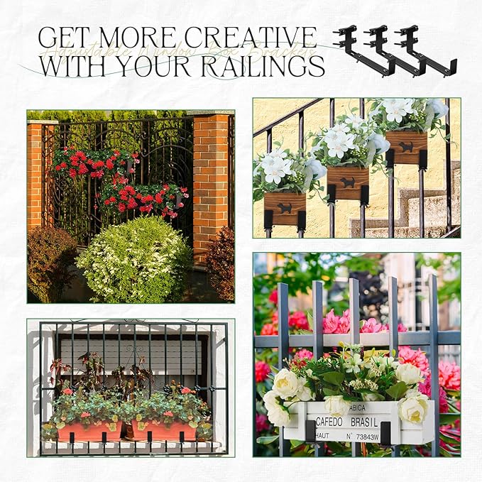6 Pcs Window Box Brackets Adjustable Planter Box Brackets Heavy Duty Deck - Image 7