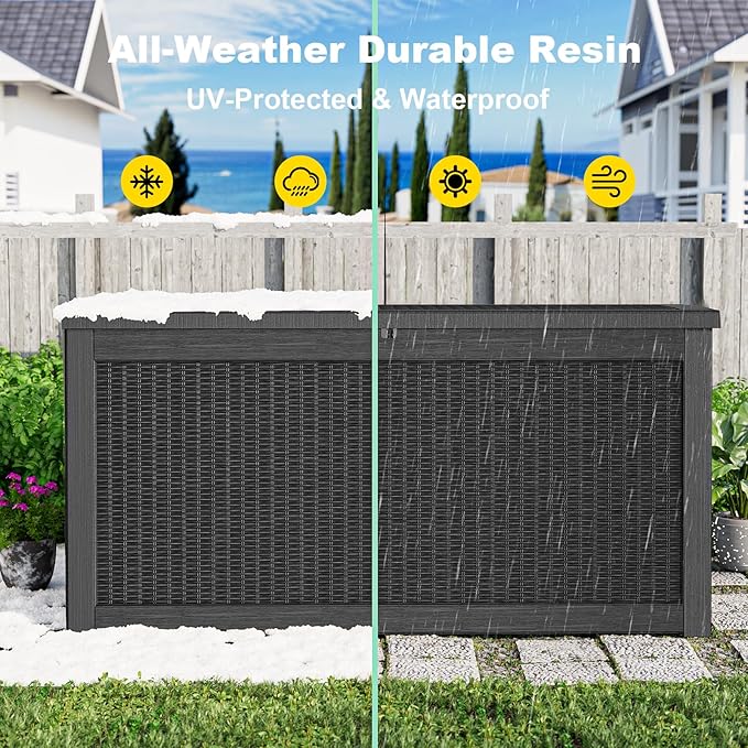 320 Gallon Outdoor Deck Box, Lockable Waterproof Outdoor Storage Boxes - Image 6