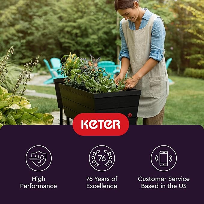 Keter Urban Bloomer 12.7‑Gallon Raised Garden Bed – Elevated Outdoor Planter Box - Image 10