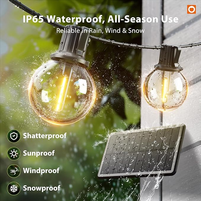 addlon 25FT Solar Powered Outdoor String Lights Waterproof - Image 5