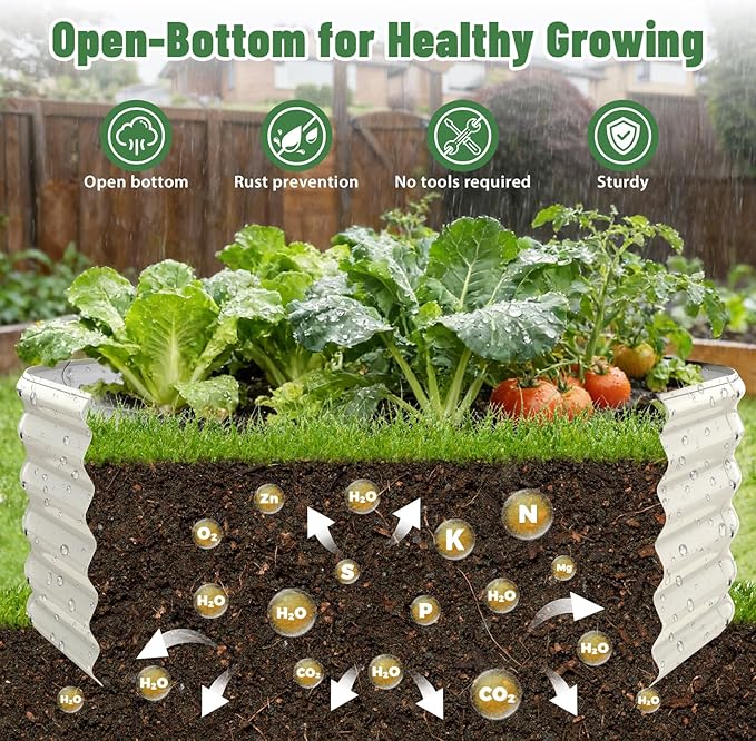 Hexagon Raised Garden Bed, 48 Inch Diagonal & 16.5 Inch Tall, Galvanized Steel - Image 2