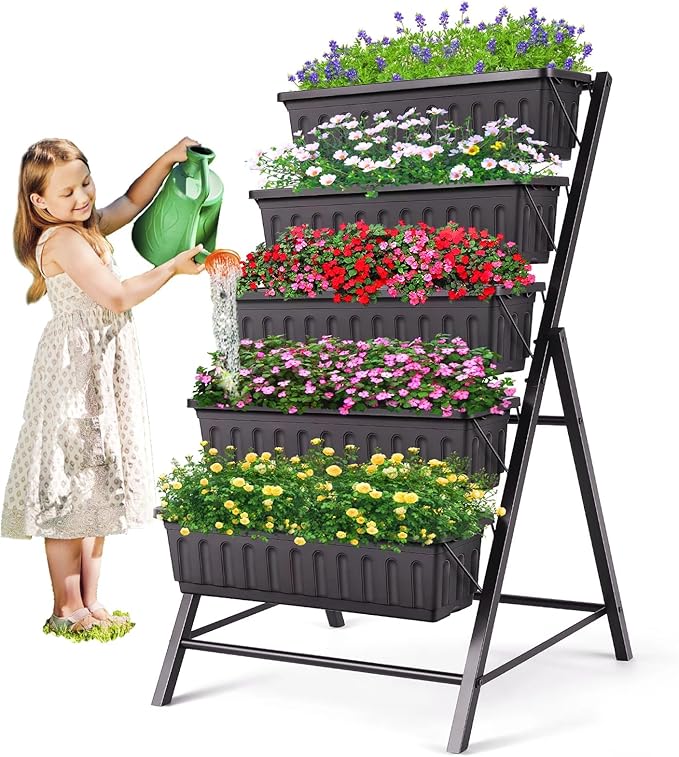 SEJOV 4FT Vertical Raised Garden Bed, 5 Tiers Elevated Planter Box by SEJOV