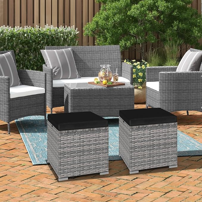 RELAX4LIFE Wicker Outdoor Storage Ottoman - Image 8