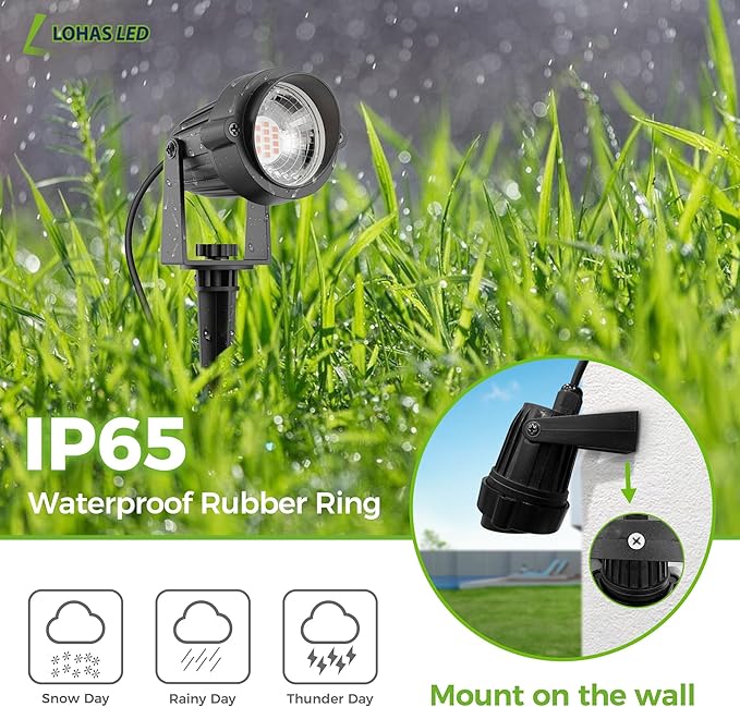 L LOHAS LED Landscape Spot Lights Outdoor, Dusk to Dawn Sensor 5W LED Spotlights - Image 4
