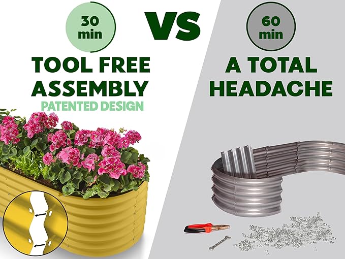 9-in-1 Galvanized Steel Raised Garden Bed // 8×2×1.5 ft Modular Planter - Image 6