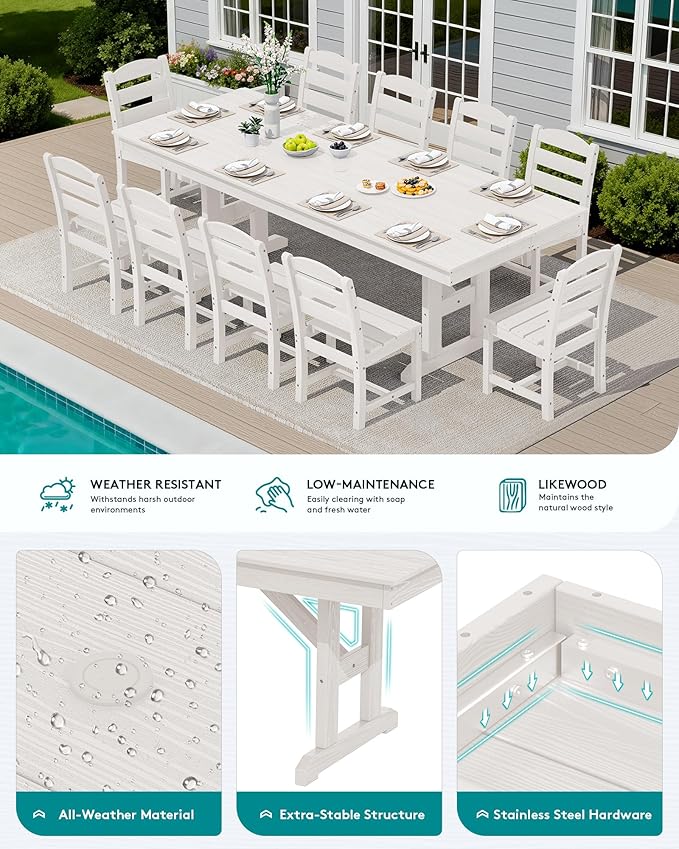 SERWALL 11 Piece Outdoor Dining Set - Image 3