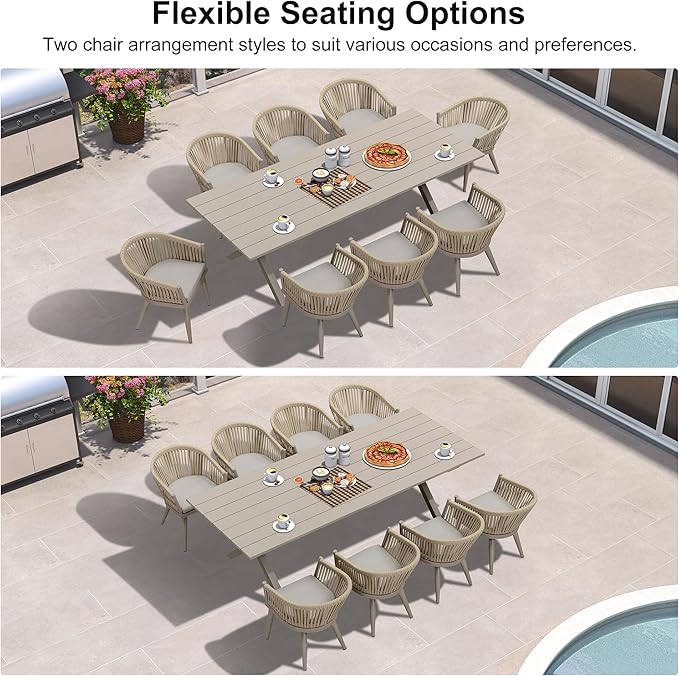 PURPLE LEAF 9 Piece Longer Outdoor Dining Set - Image 5