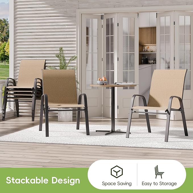 Patio Chairs Set of 6, Outdoor Dining Chairs Stackable - Image 5