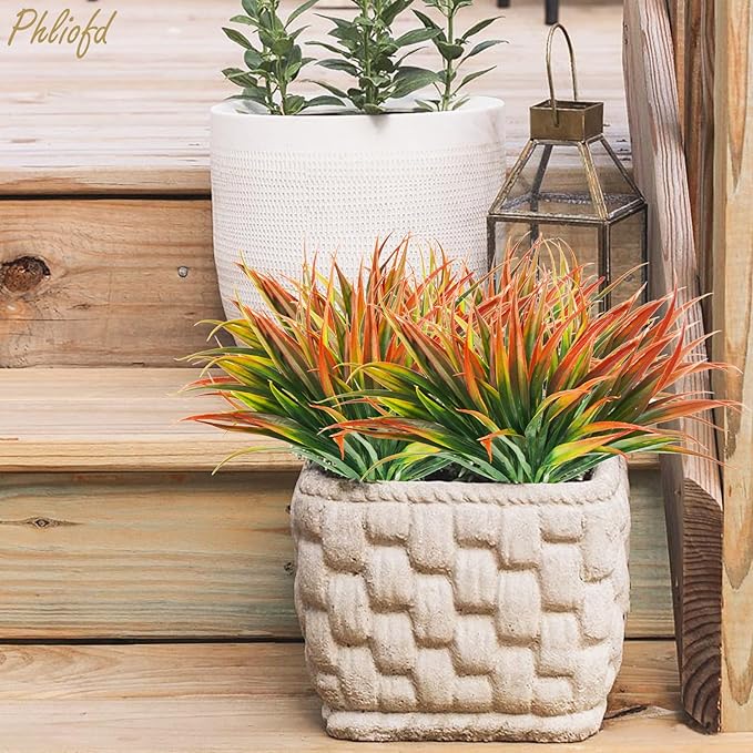 16Pcs Artificial Grass Fake Plants 17.3in Outdoor Plastic Plants UV Resistant - Image 5