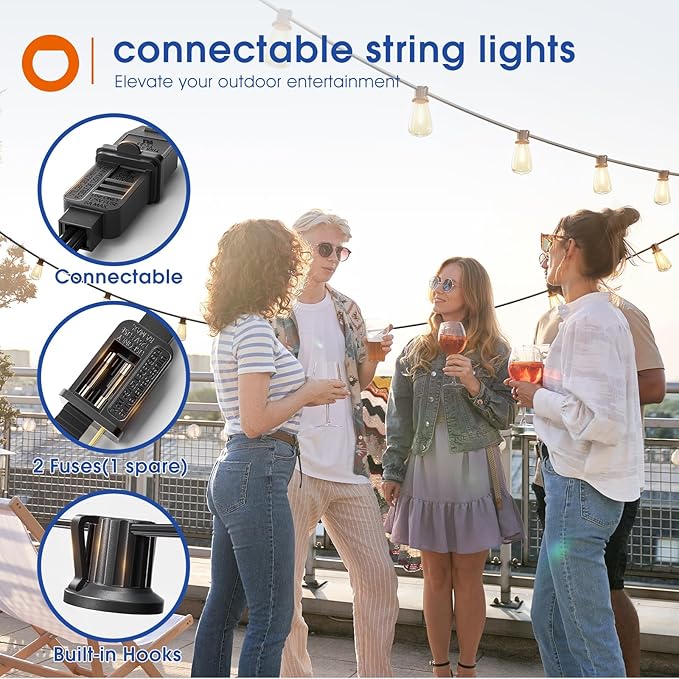addlon 25FT LED Outdoor String Lights Waterproof Patio Lights - Image 7