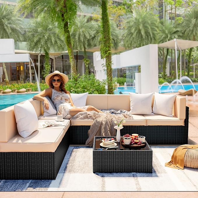 Pamapic 7 Pieces Outdoor Sectional Furniture，Wicker Patio sectional Furniture - Image 4