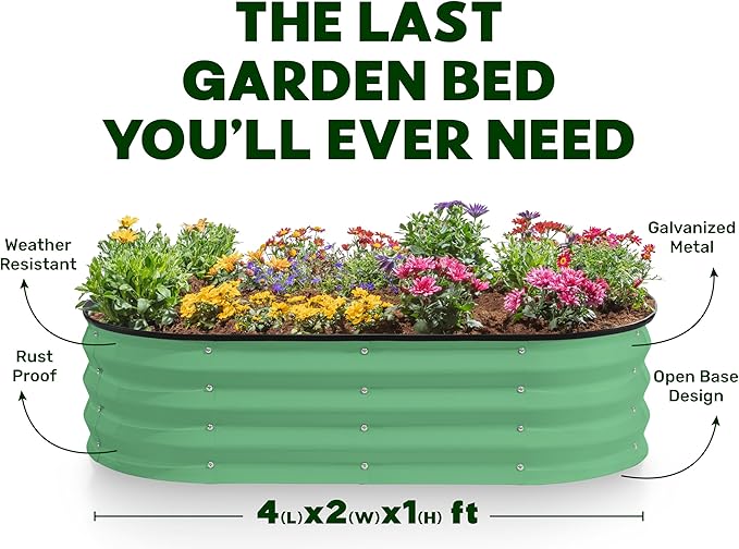 Plant & Plot Galvanized Raised Garden Beds Outdoor // 4×2×1 ft Planter Raised - Image 4