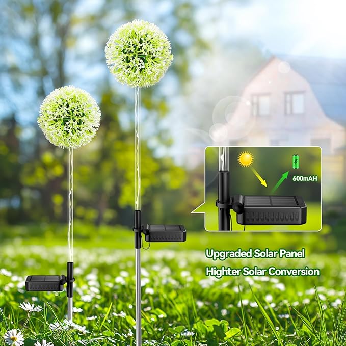 Solar Garden Lights Outdoor Decor: 4 Pack Dandelion Solar Flower Lights - Image 7
