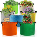 Grow Bags, 7 Pack Colorful 10 Gallon Grow Bags, Reusable Fabric Grow Bags by GARRDEEN