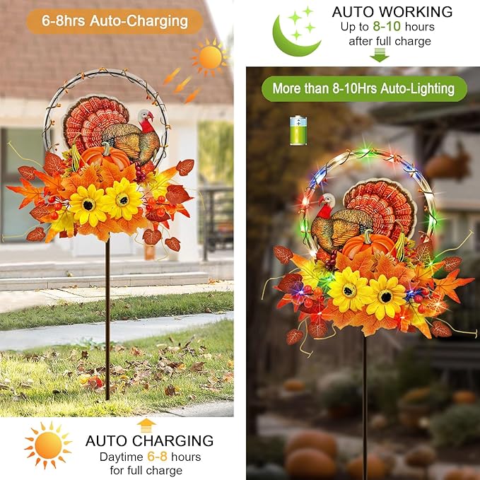 Solar Thanksgiving Turkey Outdoor Decor - Image 4
