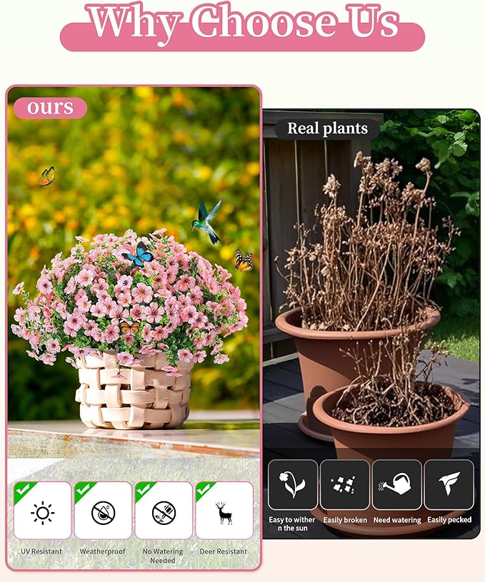 Artificial Flowers for Outdoors Faux Outside Plants Spring Summer Decorations - Image 5