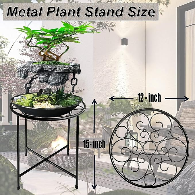 Plant Stand, 2 Pack Round Plant Stands Indoor Outdoor, Retro Design 15'' Tall - Image 5